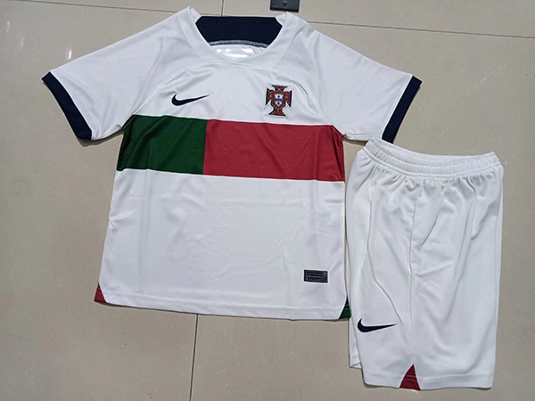 Kids-Portugal 2022 World Cup Away White Soccer Jersey